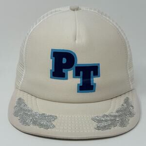 Vintage 80s PT Trucker Hat Baseball Cap Scrambled Eggs Leaves Snapback White
